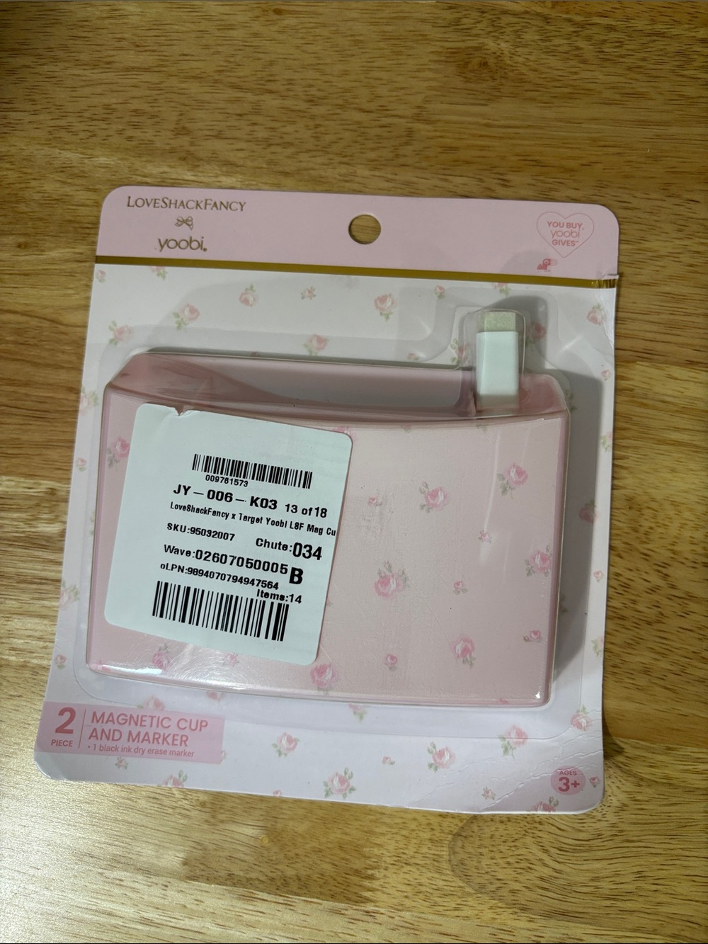 Yoobi Pink Floral Magnetic Cup & Marker Set